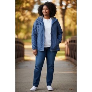 L.L.Bean Women's Blue‎ WARM Fleece Zip Jacket SZ 2X Reg RN# 71341 Zipper Pockets